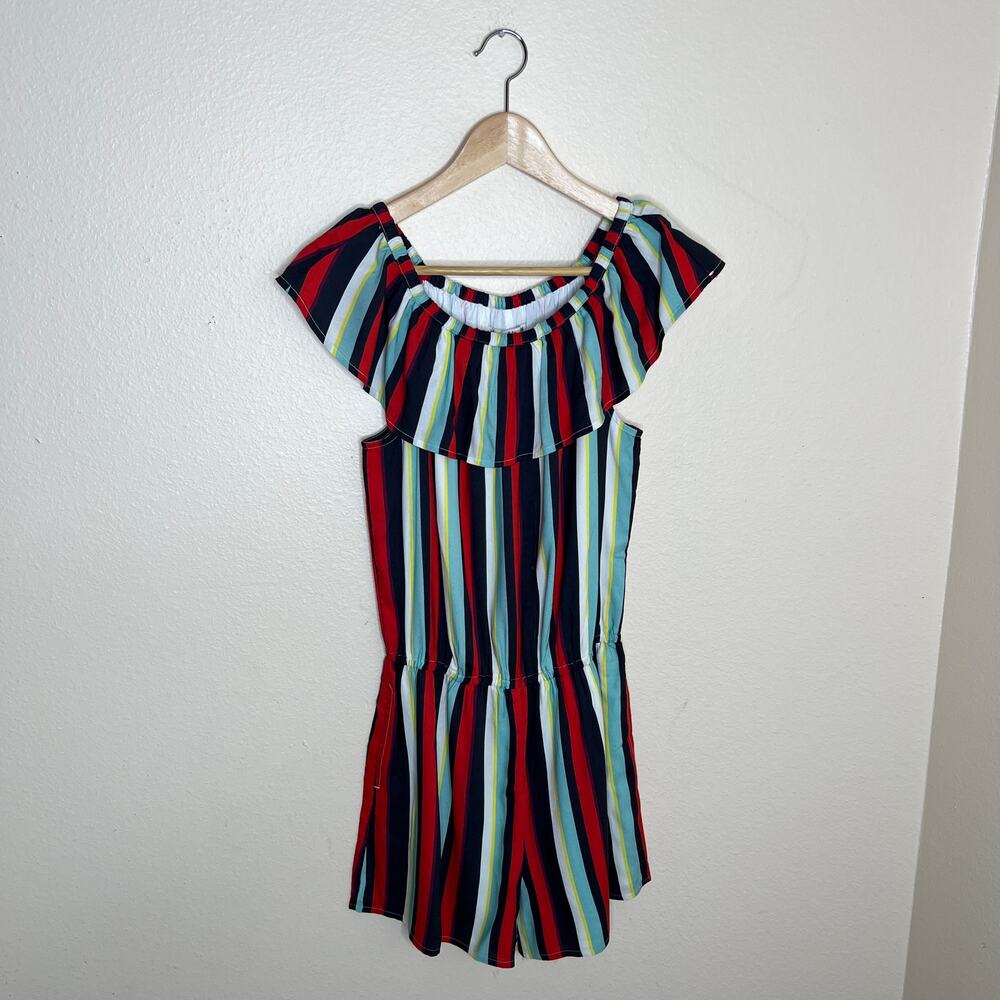 abercrombie kids navy red stripe romper 15/16